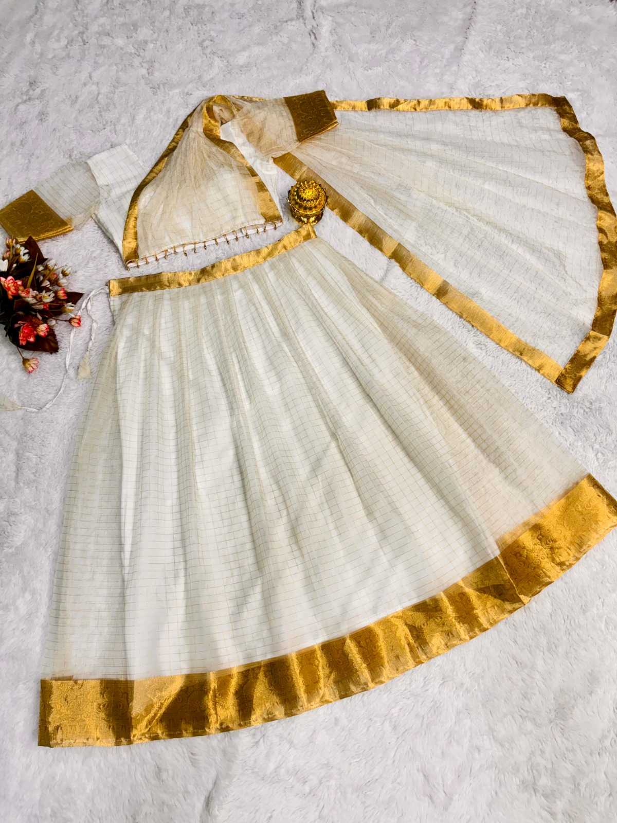Ynf Organza RIN222 Onam super Lehengas Festive Collections Wholesale Designer Lehenga White Lehenga Onam Collections Manufacturer