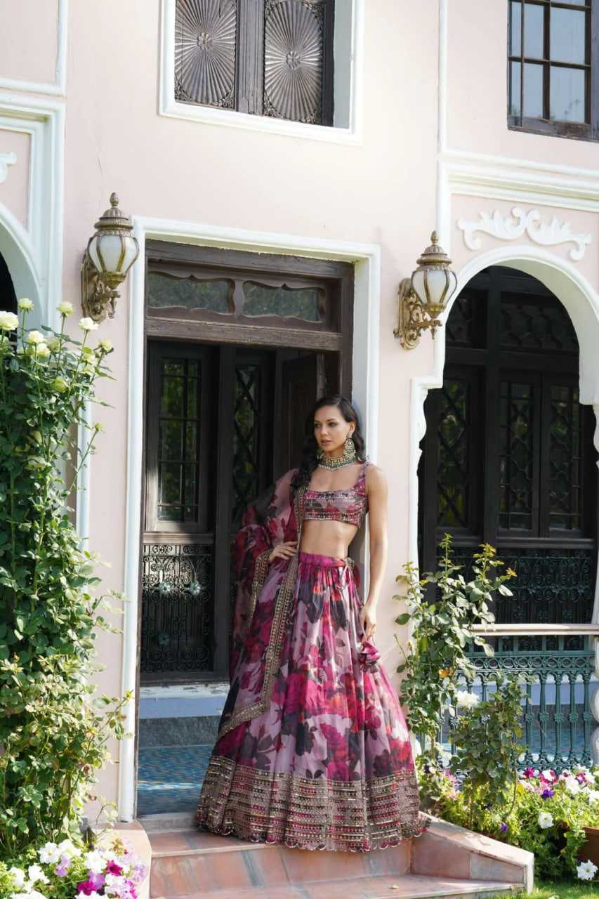 Ynf Organza RIN228 327 Lehengas Wedding Collections Festive Collections Wholesale Printed Lehenga Floral Lehenga Lehenga With Blouse Manufacturer