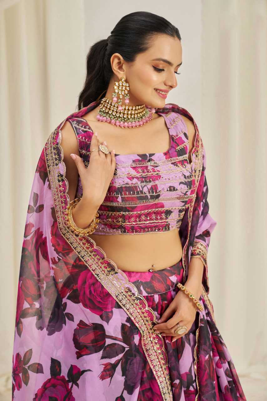 Ynf Organza RIN228 327 Lehengas Wedding Collections Festive Collections Wholesale Printed Lehenga Floral Lehenga Lehenga With Blouse Manufacturer