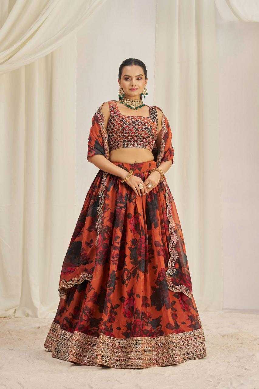 Ynf Organza RIN228 329 Lehengas Wholesale Printed Lehenga Sequins Lehenga Manufacturer