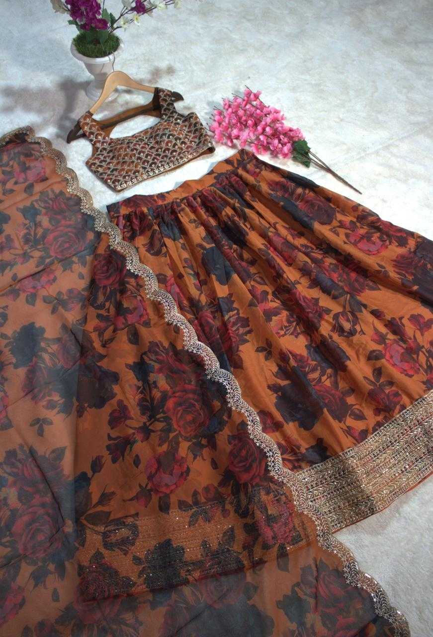 Ynf Organza RIN228 329 Lehengas Wholesale Printed Lehenga Sequins Lehenga Manufacturer