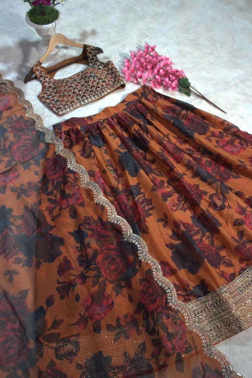 Ynf Organza RIN228 329 Lehengas Wholesale Printed Lehenga Sequins Lehenga Manufacturer
