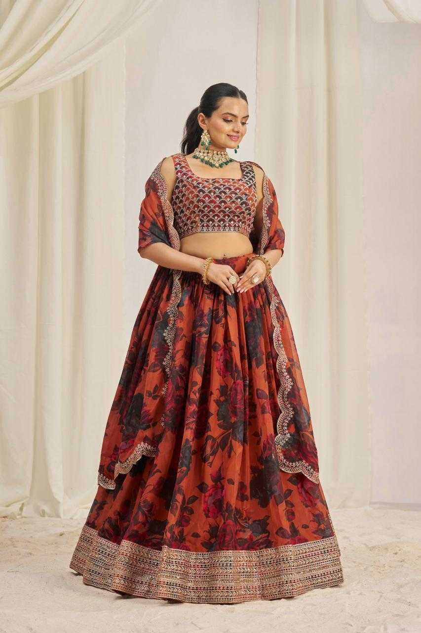 Ynf Organza RIN228 329 Lehengas Wholesale Printed Lehenga Sequins Lehenga Manufacturer