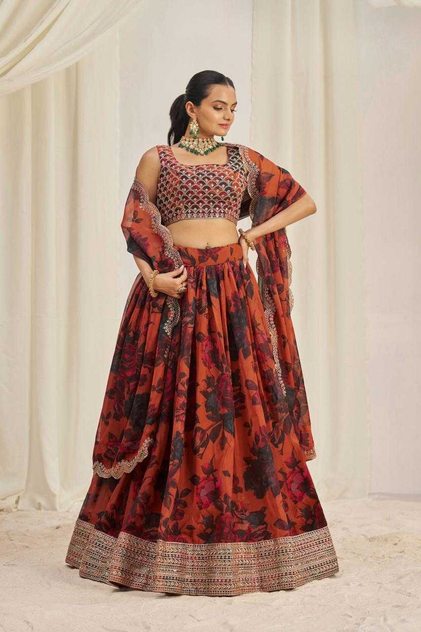 Ynf Organza RIN228 329 Lehengas Wholesale Printed Lehenga Sequins Lehenga Manufacturer
