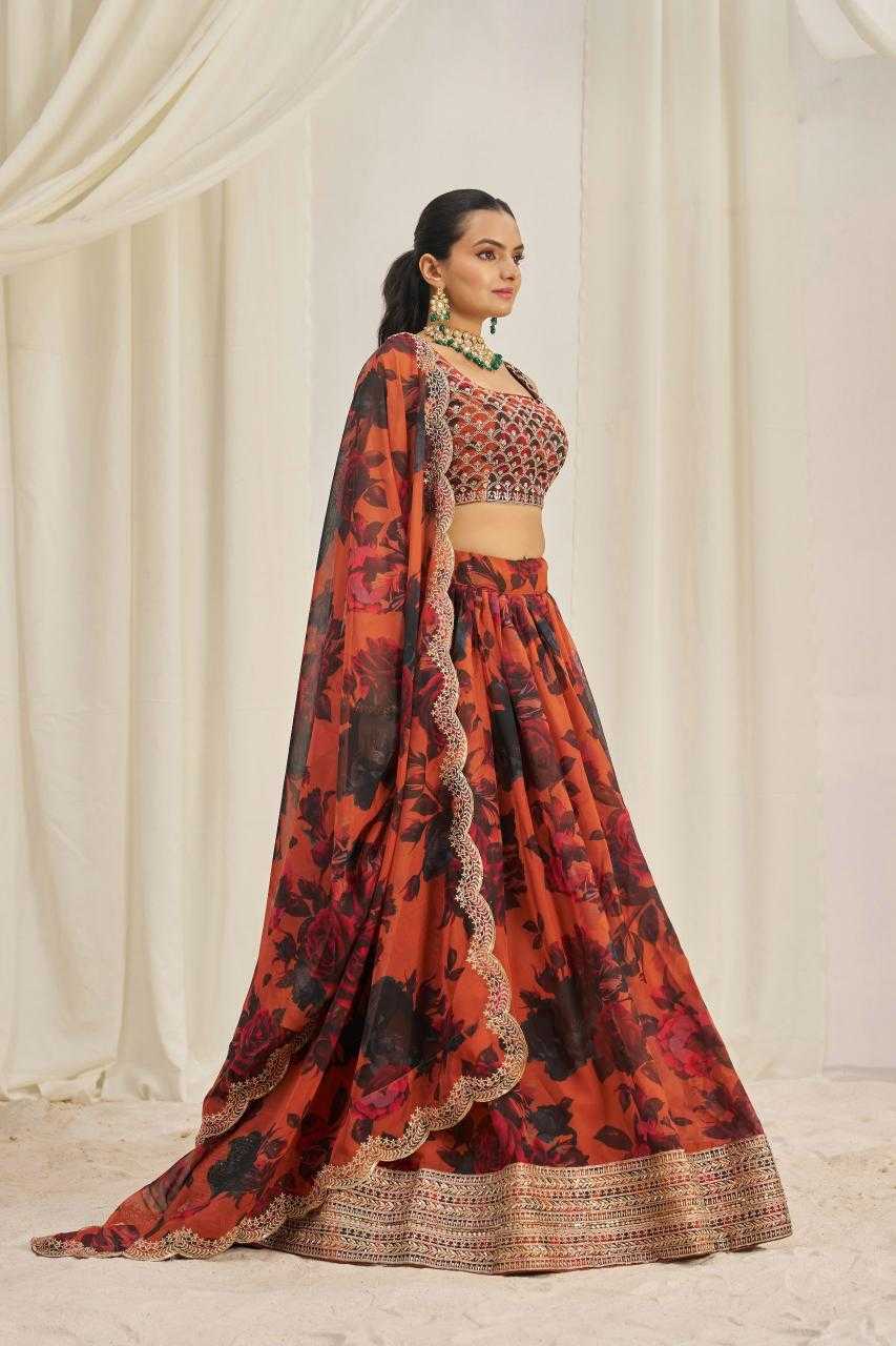 Ynf Organza RIN228 329 Lehengas Wholesale Printed Lehenga Sequins Lehenga Manufacturer