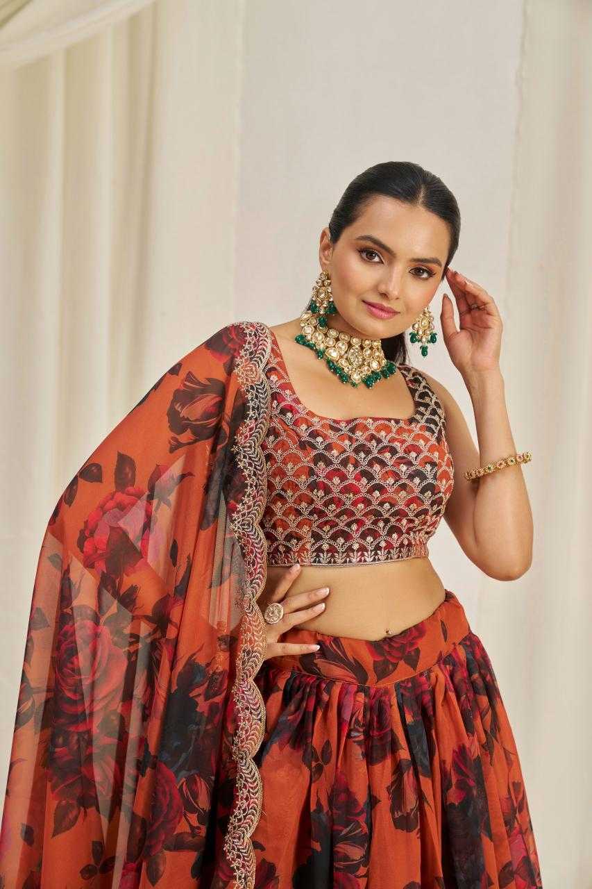 Ynf Organza RIN228 329 Lehengas Wholesale Printed Lehenga Sequins Lehenga Manufacturer