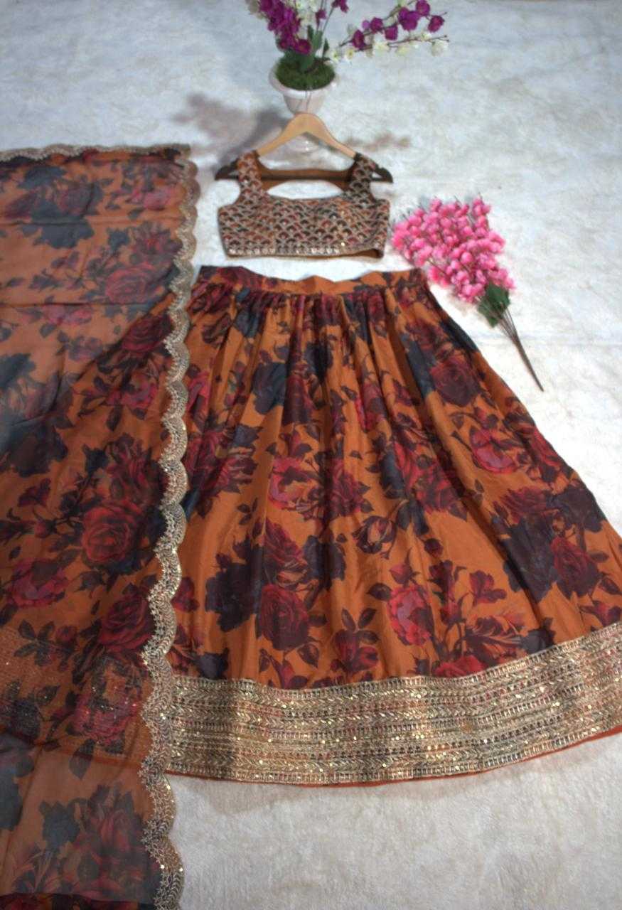 Ynf Organza RIN228 329 Lehengas Wholesale Printed Lehenga Sequins Lehenga Manufacturer