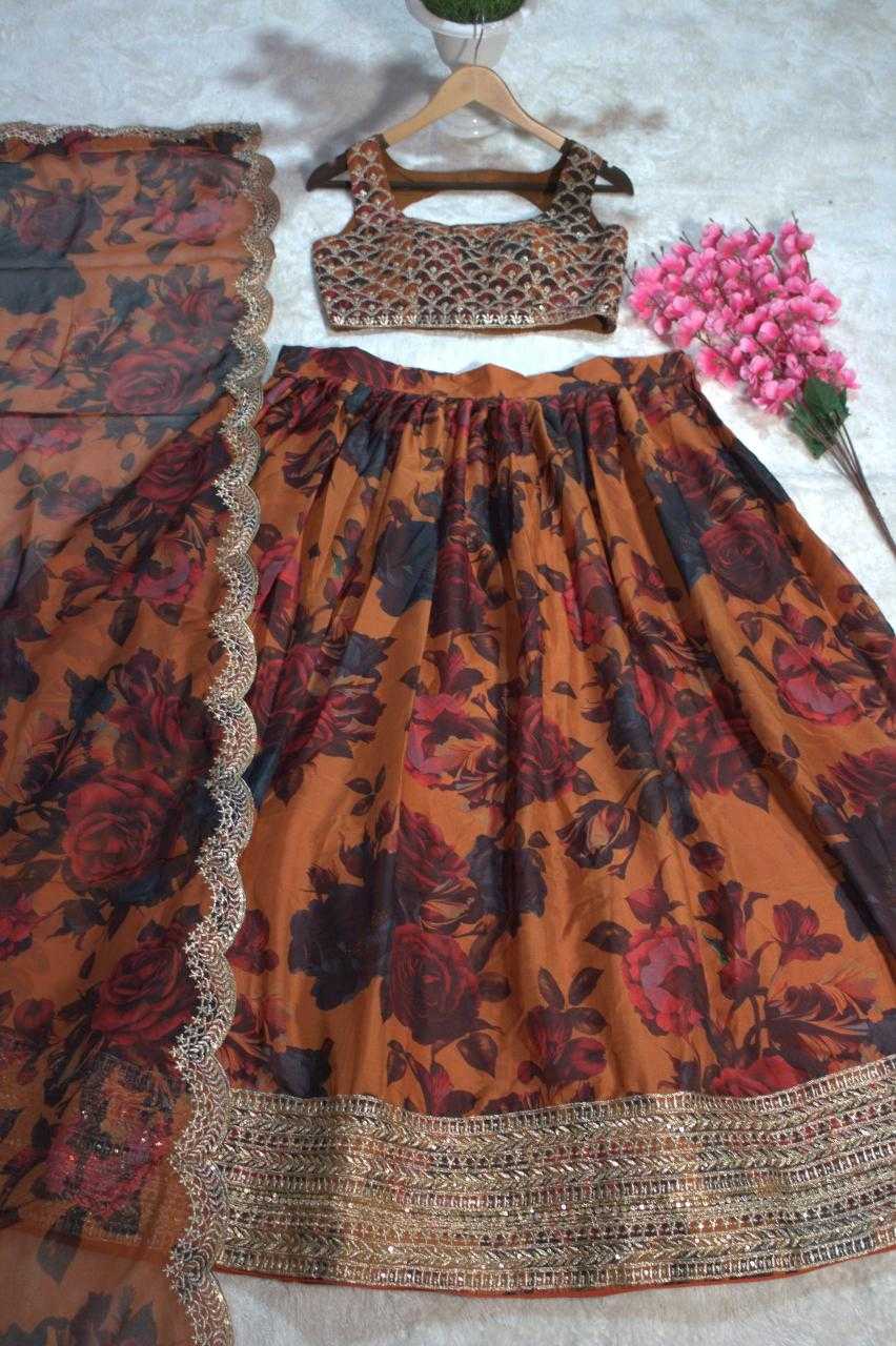 Ynf Organza RIN228 329 Lehengas Wholesale Printed Lehenga Sequins Lehenga Manufacturer
