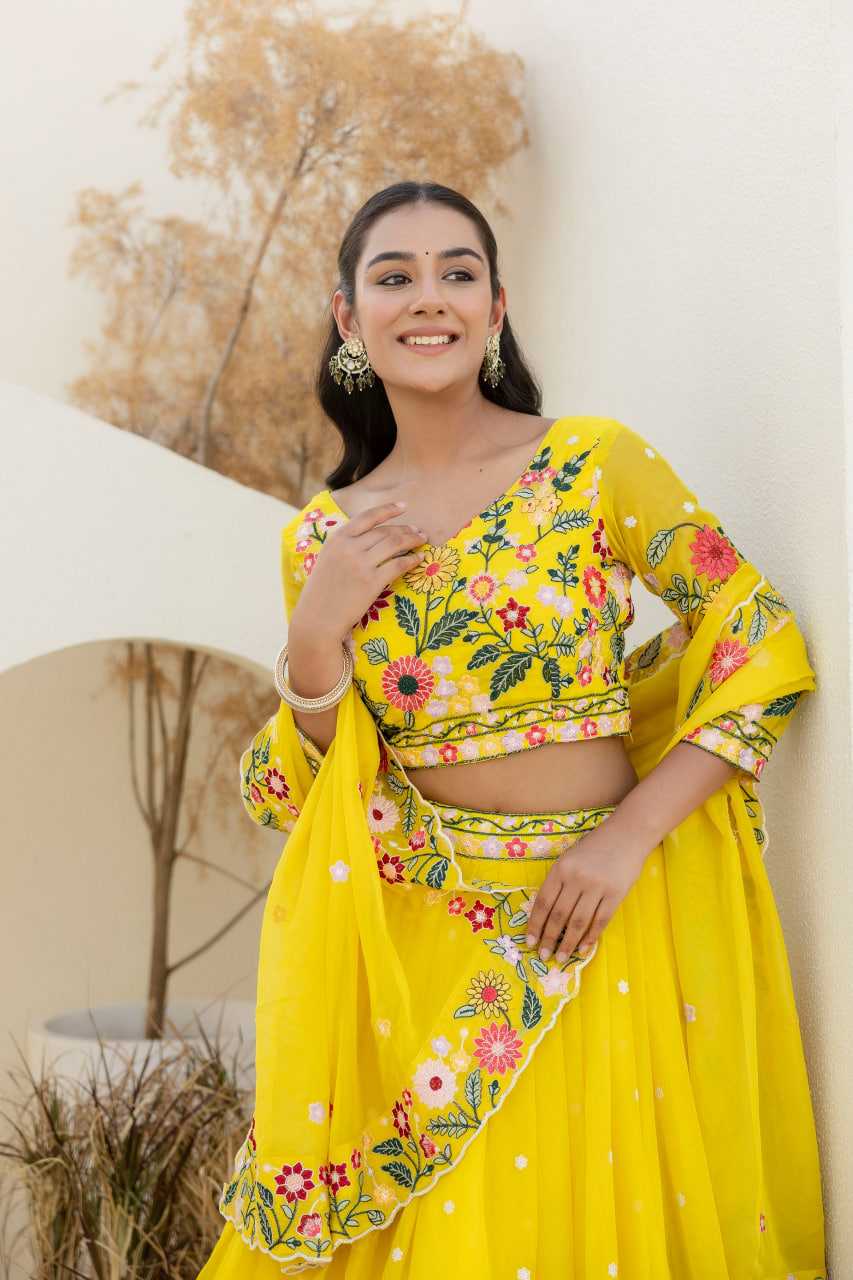 Ynf Organza RIN228 374 Lehengas Wholesale Fancy Lehenga Traditional Lehenga Yellow Lehenga Manufacturer