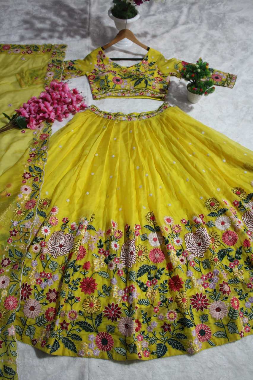 Ynf Organza RIN228 374 Lehengas Wholesale Fancy Lehenga Traditional Lehenga Yellow Lehenga Manufacturer