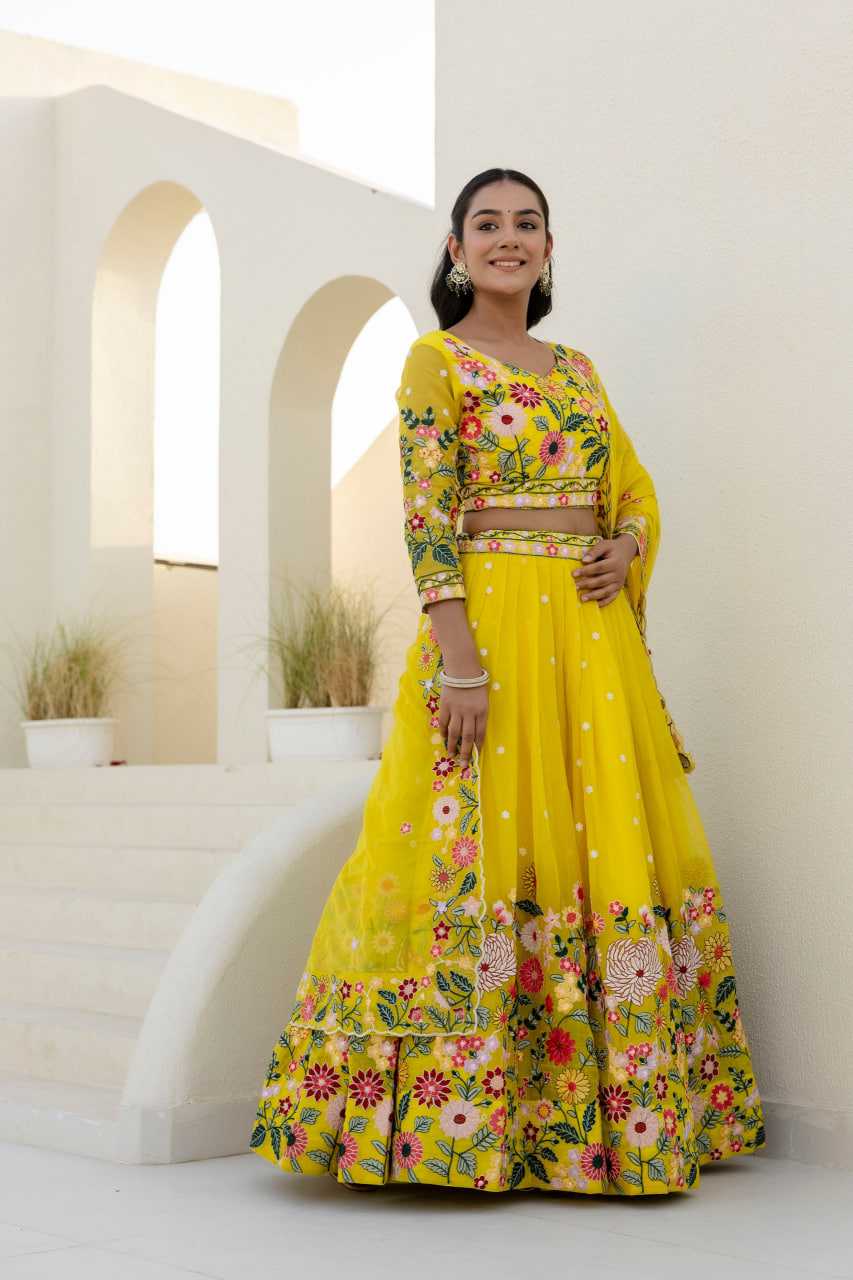 Ynf Organza RIN228 374 Lehengas Wholesale Fancy Lehenga Traditional Lehenga Yellow Lehenga Manufacturer