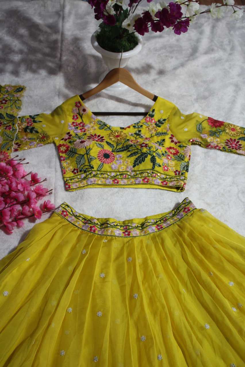 Ynf Organza RIN228 374 Lehengas Wholesale Fancy Lehenga Traditional Lehenga Yellow Lehenga Manufacturer