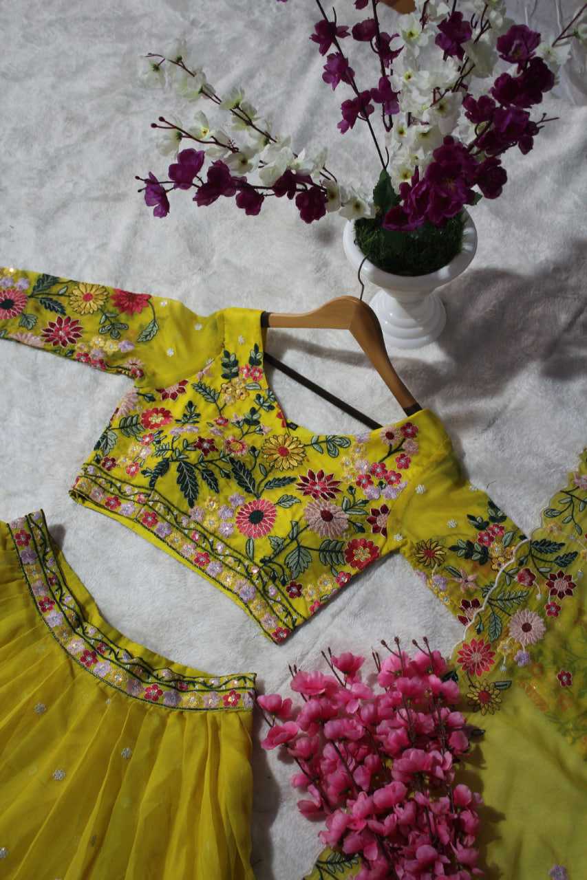 Ynf Organza RIN228 374 Lehengas Wholesale Fancy Lehenga Traditional Lehenga Yellow Lehenga Manufacturer