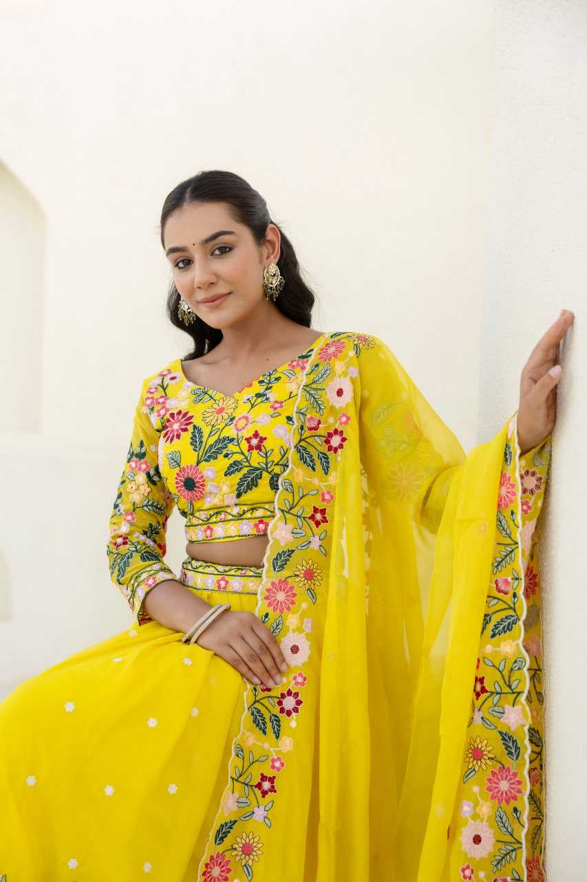 Ynf Organza RIN228 374 Lehengas Wholesale Fancy Lehenga Traditional Lehenga Yellow Lehenga Manufacturer