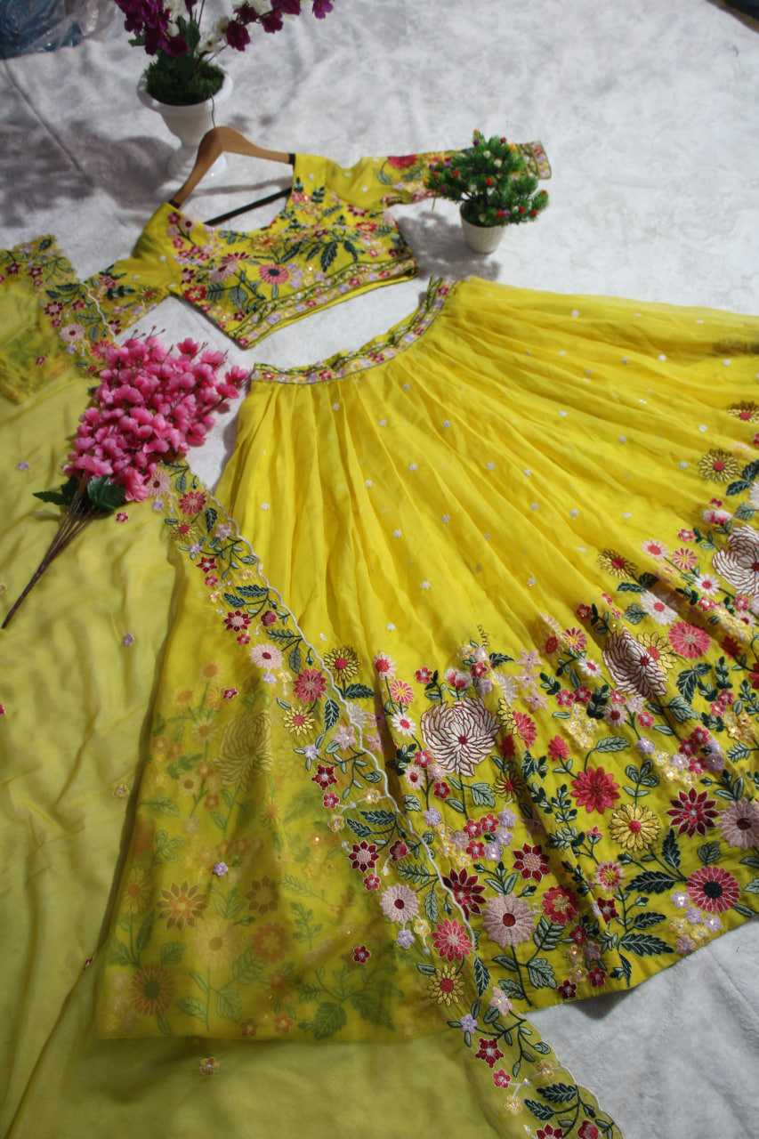 Ynf Organza RIN228 374 Lehengas Wholesale Fancy Lehenga Traditional Lehenga Yellow Lehenga Manufacturer