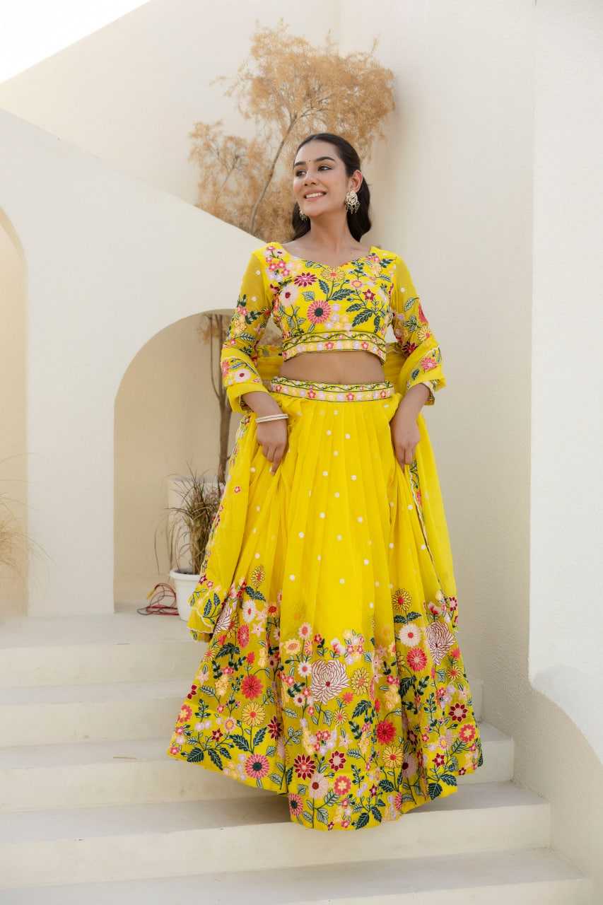 Ynf Organza RIN228 374 Lehengas Wholesale Fancy Lehenga Traditional Lehenga Yellow Lehenga Manufacturer