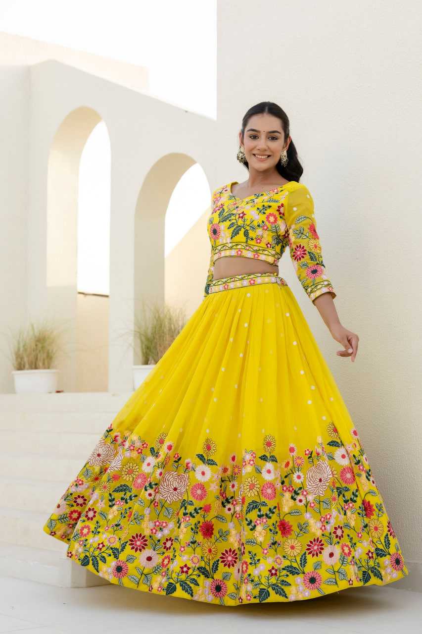 Ynf Organza RIN228 374 Lehengas Wholesale Fancy Lehenga Traditional Lehenga Yellow Lehenga Manufacturer