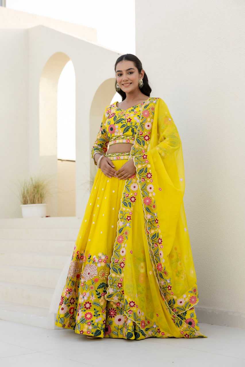 Ynf Organza RIN228 374 Lehengas Wholesale Fancy Lehenga Traditional Lehenga Yellow Lehenga Manufacturer