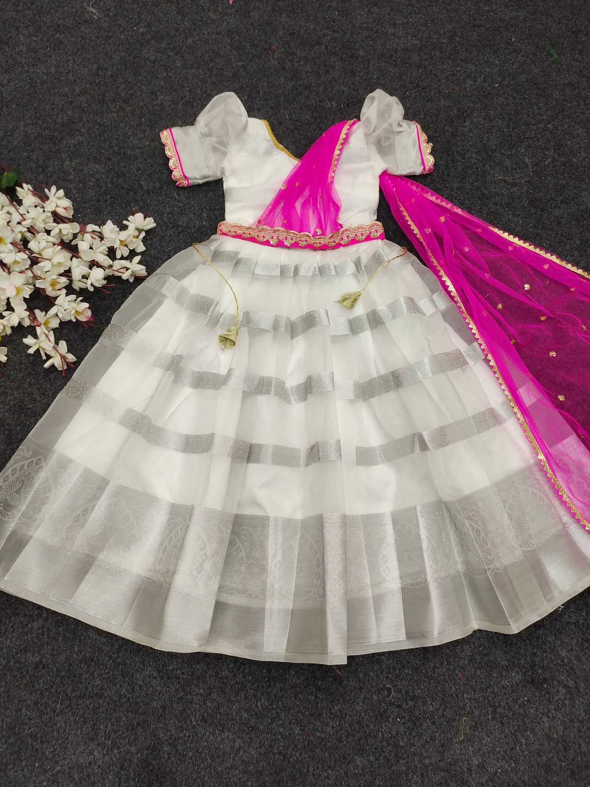 Ynf Organza Silk KESH493 AS PIC Kids Wear Festive Collections Wholesale Kids Gown Kids Ethnic Gowns Onam Collections Manufacturer