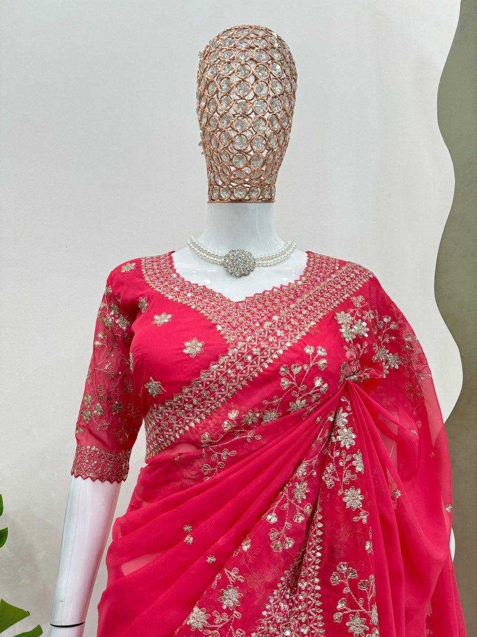Ynf Organza Silk RIN131 416 Silk Sarees Wholesale Party Wear Silk Sarees Designer Silk Sarees Embroidered Silk Sarees Manufacturer