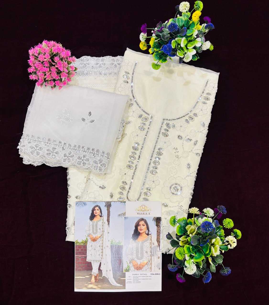 Ynf Organza Silk RIN131 5099 Suits & Dresses Islamic Clothing Festive Collections Wholesale Pakistani Suits Ladies Silk Suit Semi Stitched Suits Manufacturer