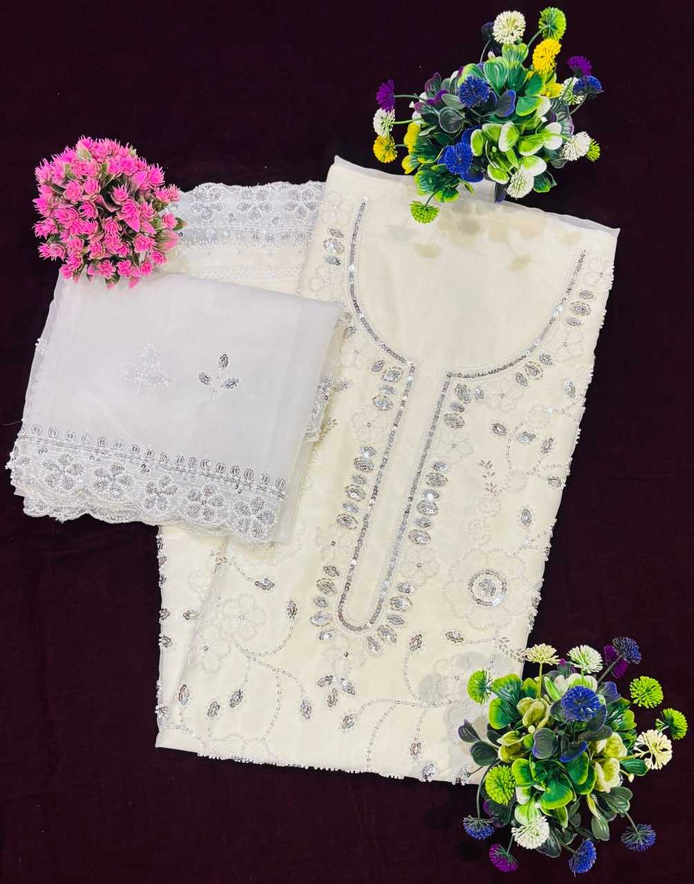 Ynf Organza Silk RIN131 5099 Suits & Dresses Islamic Clothing Festive Collections Wholesale Pakistani Suits Ladies Silk Suit Semi Stitched Suits Manufacturer