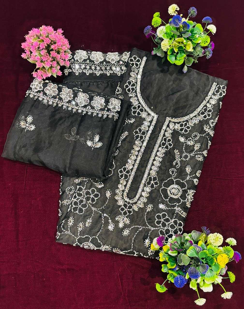 Ynf Organza Silk RIN131 5099 Suits & Dresses Islamic Clothing Festive Collections Wholesale Pakistani Suits Ladies Silk Suit Semi Stitched Suits Manufacturer