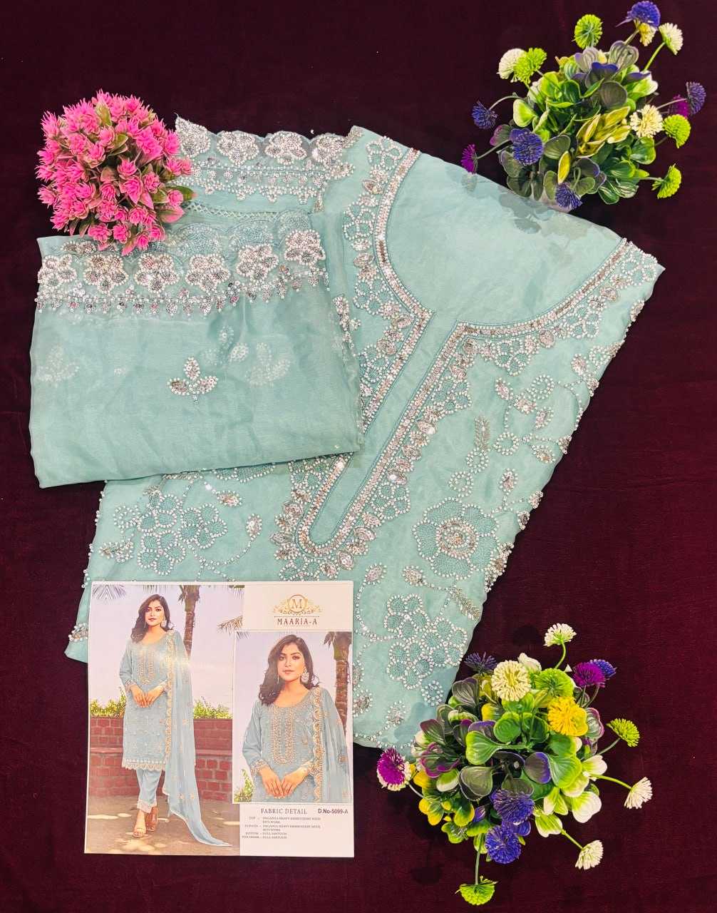 Ynf Organza Silk RIN131 5099 Suits & Dresses Islamic Clothing Festive Collections Wholesale Pakistani Suits Ladies Silk Suit Semi Stitched Suits Manufacturer