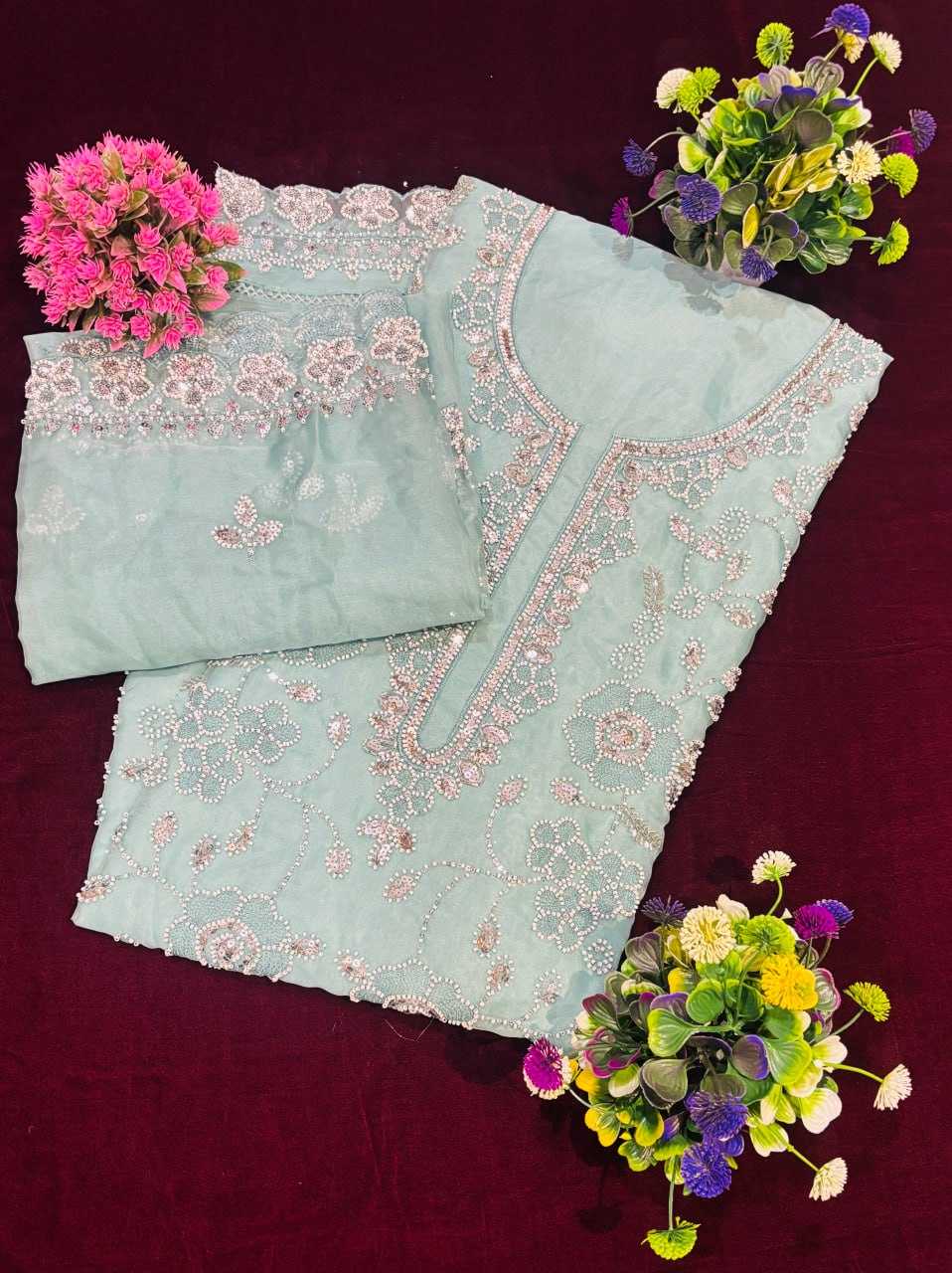 Ynf Organza Silk RIN131 5099 Suits & Dresses Islamic Clothing Festive Collections Wholesale Pakistani Suits Ladies Silk Suit Semi Stitched Suits Manufacturer
