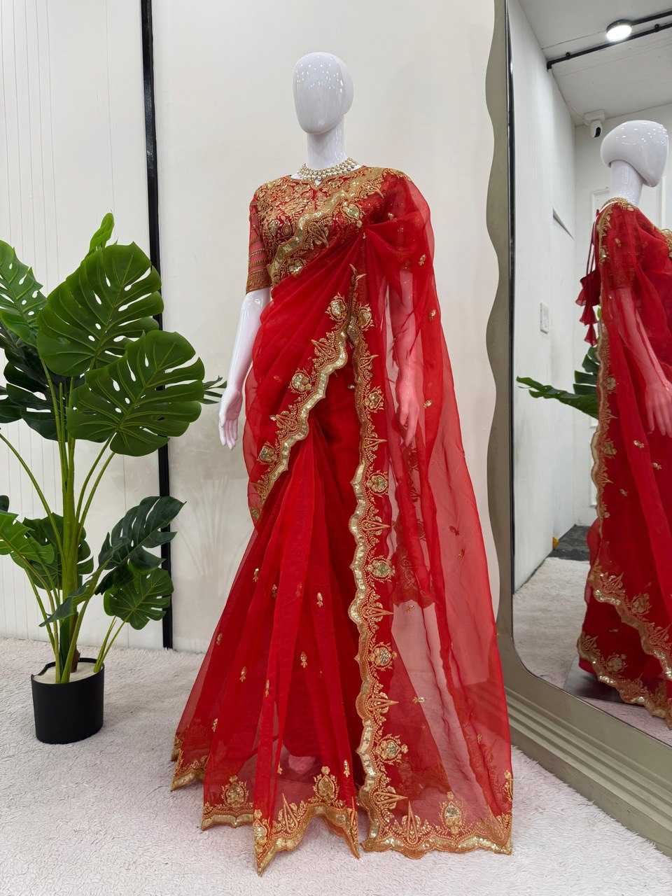 Ynf Organza Silk RIN133 568 Sarees Wholesale Party Wear Sarees Fancy Sarees Sequence Sarees Embroidered Sarees Manufacturer