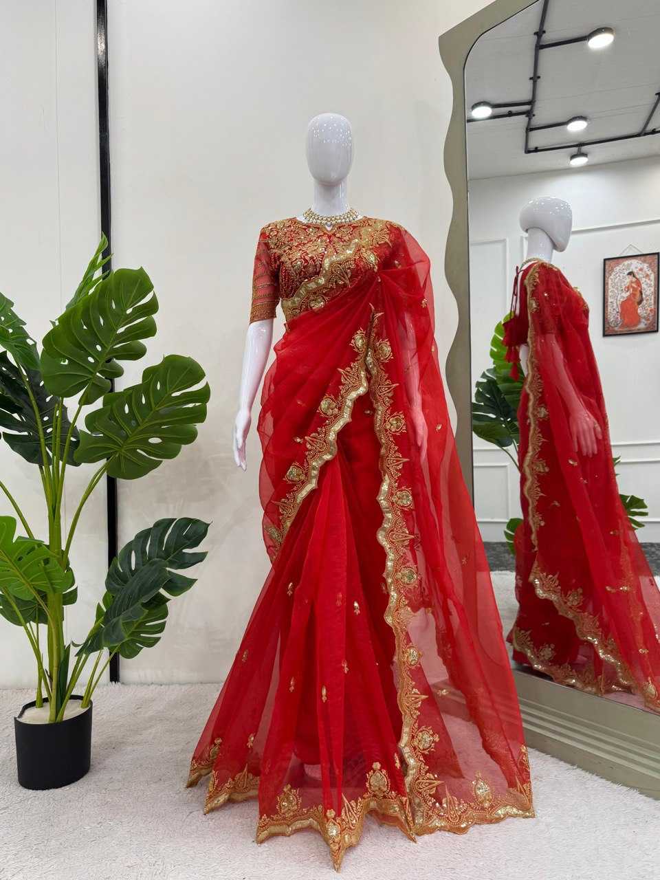 Ynf Organza Silk RIN133 568 Sarees Wholesale Party Wear Sarees Fancy Sarees Sequence Sarees Embroidered Sarees Manufacturer