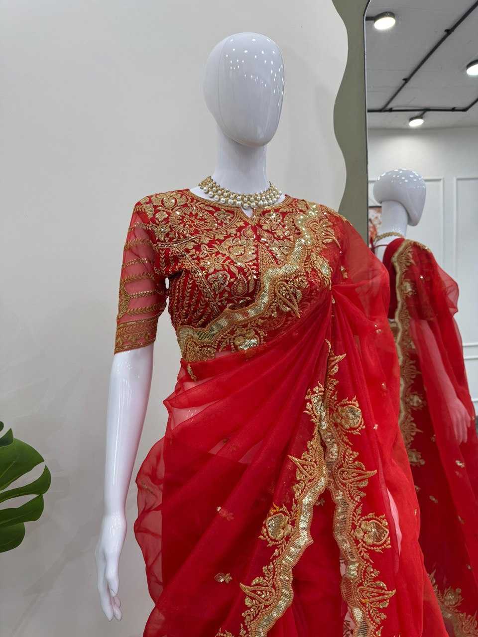 Ynf Organza Silk RIN133 568 Sarees Wholesale Party Wear Sarees Fancy Sarees Sequence Sarees Embroidered Sarees Manufacturer