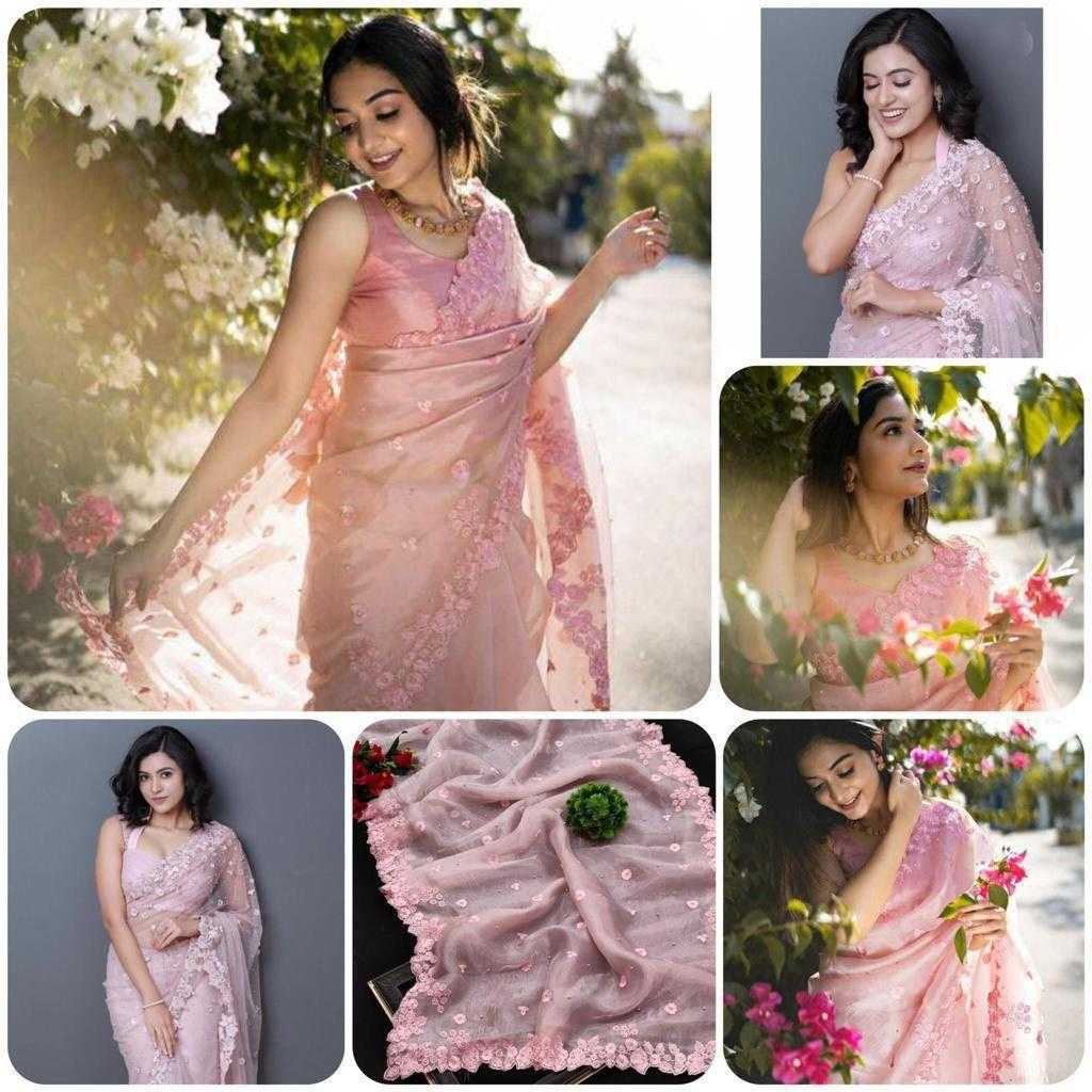 Ynf Organza Silk RIN134 0103 Silk Sarees Wholesale Silk Sarees For Weddings Embroidered Silk Sarees Pink Silk Sarees Manufacturer