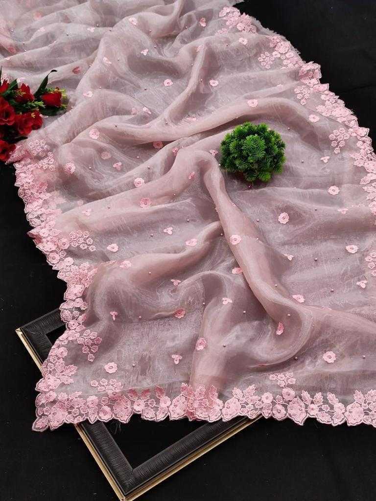 Ynf Organza Silk RIN134 0103 Silk Sarees Wholesale Silk Sarees For Weddings Embroidered Silk Sarees Pink Silk Sarees Manufacturer