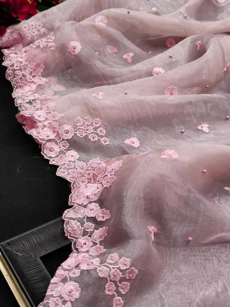 Ynf Organza Silk RIN134 0103 Silk Sarees Wholesale Silk Sarees For Weddings Embroidered Silk Sarees Pink Silk Sarees Manufacturer