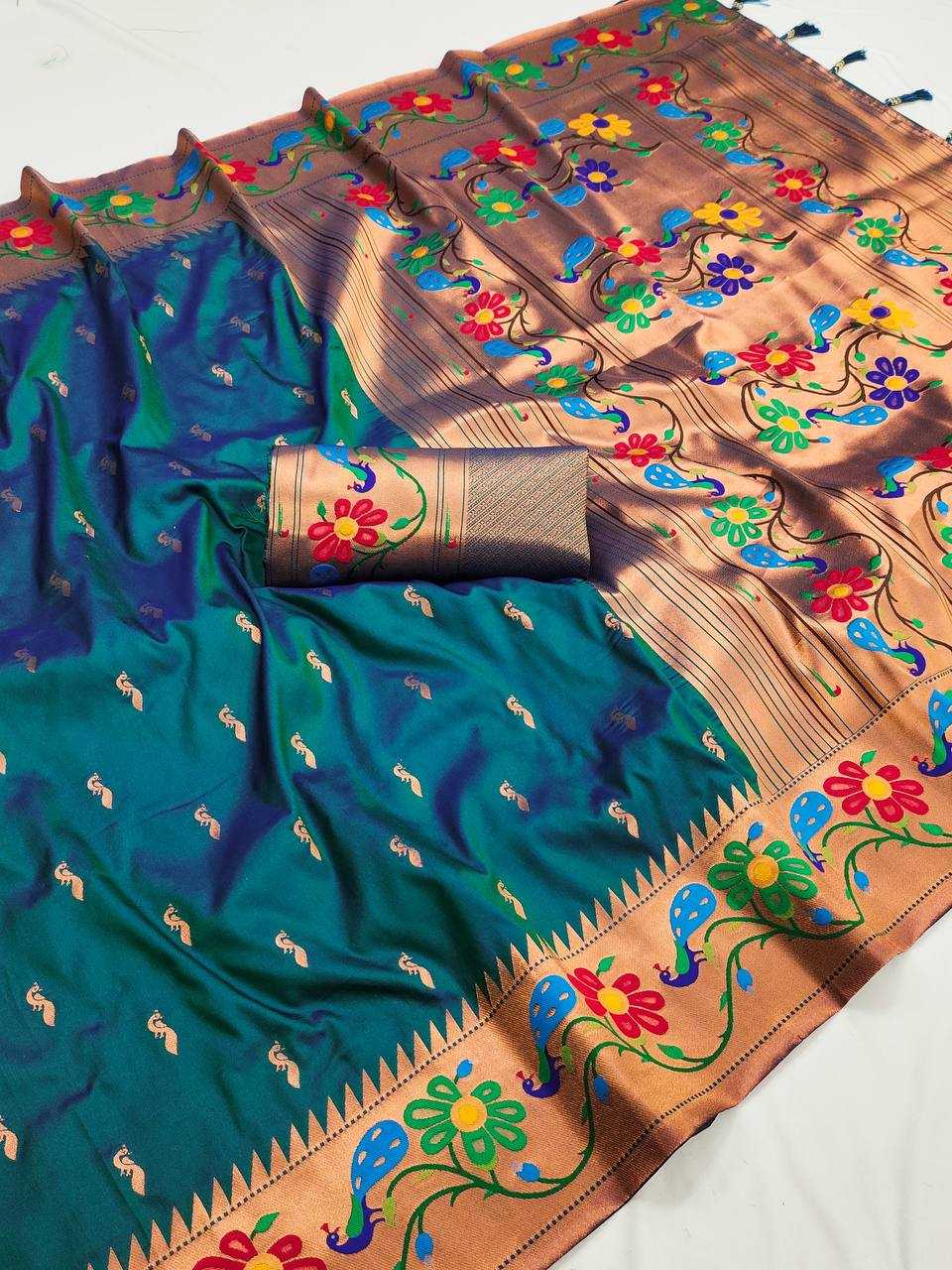 Ynf Paithani Silk RIN150 Anuradha Paithani Silk Sarees Wholesale Zari Border Silk Sarees Silk Sarees For Weddings Manufacturer