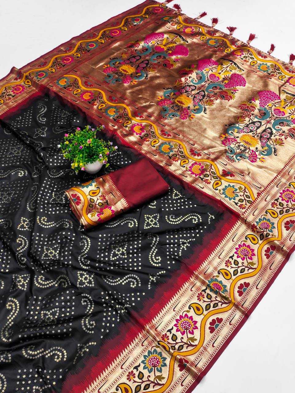 Ynf Paithani Silk RIN150 Bandhani Paithani Silk Sarees Wedding Collections Wholesale Designer Silk Sarees Wedding Outfits Manufacturer