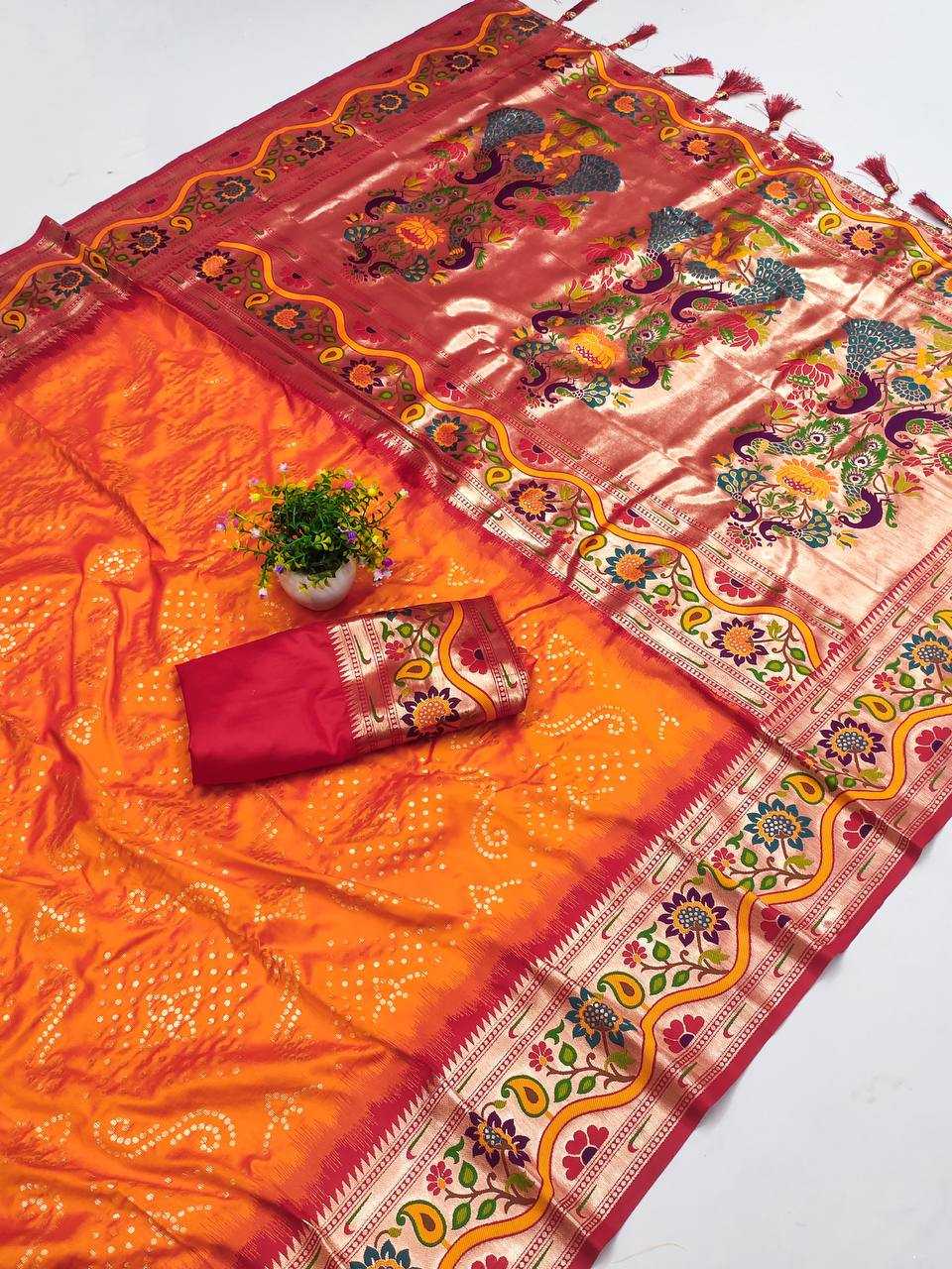 Ynf Paithani Silk RIN150 Bandhani Paithani Silk Sarees Wedding Collections Wholesale Designer Silk Sarees Wedding Outfits Manufacturer