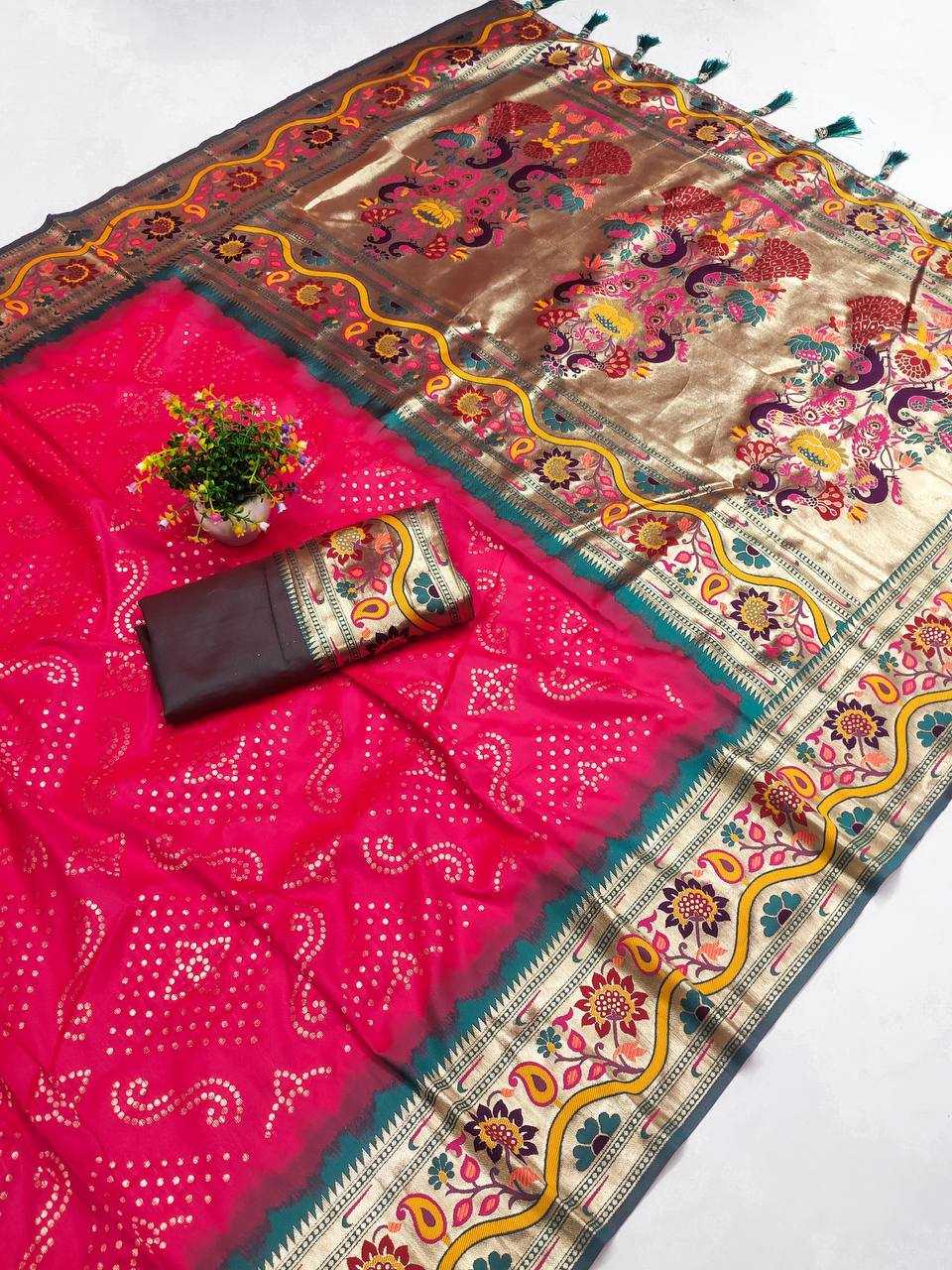 Ynf Paithani Silk RIN150 Bandhani Paithani Silk Sarees Wedding Collections Wholesale Designer Silk Sarees Wedding Outfits Manufacturer