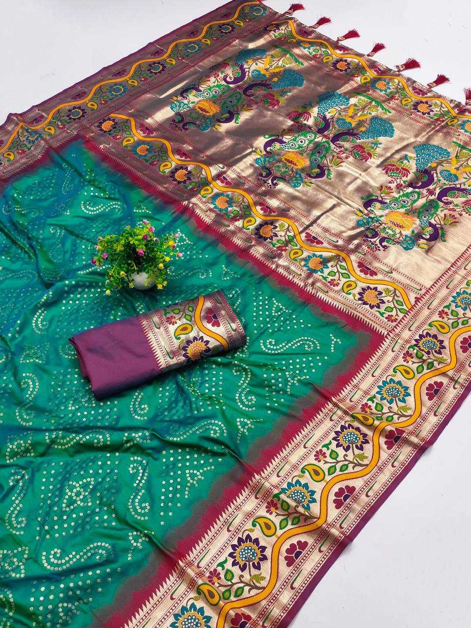 Ynf Paithani Silk RIN150 Bandhani Paithani Silk Sarees Wedding Collections Wholesale Designer Silk Sarees Wedding Outfits Manufacturer