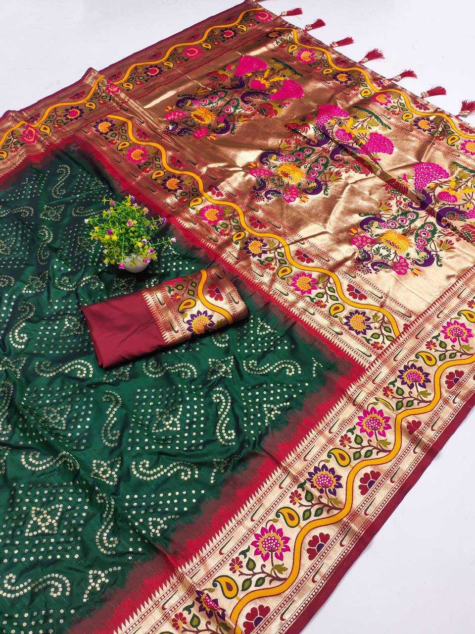 Ynf Paithani Silk RIN150 Bandhani Paithani Silk Sarees Wedding Collections Wholesale Designer Silk Sarees Wedding Outfits Manufacturer