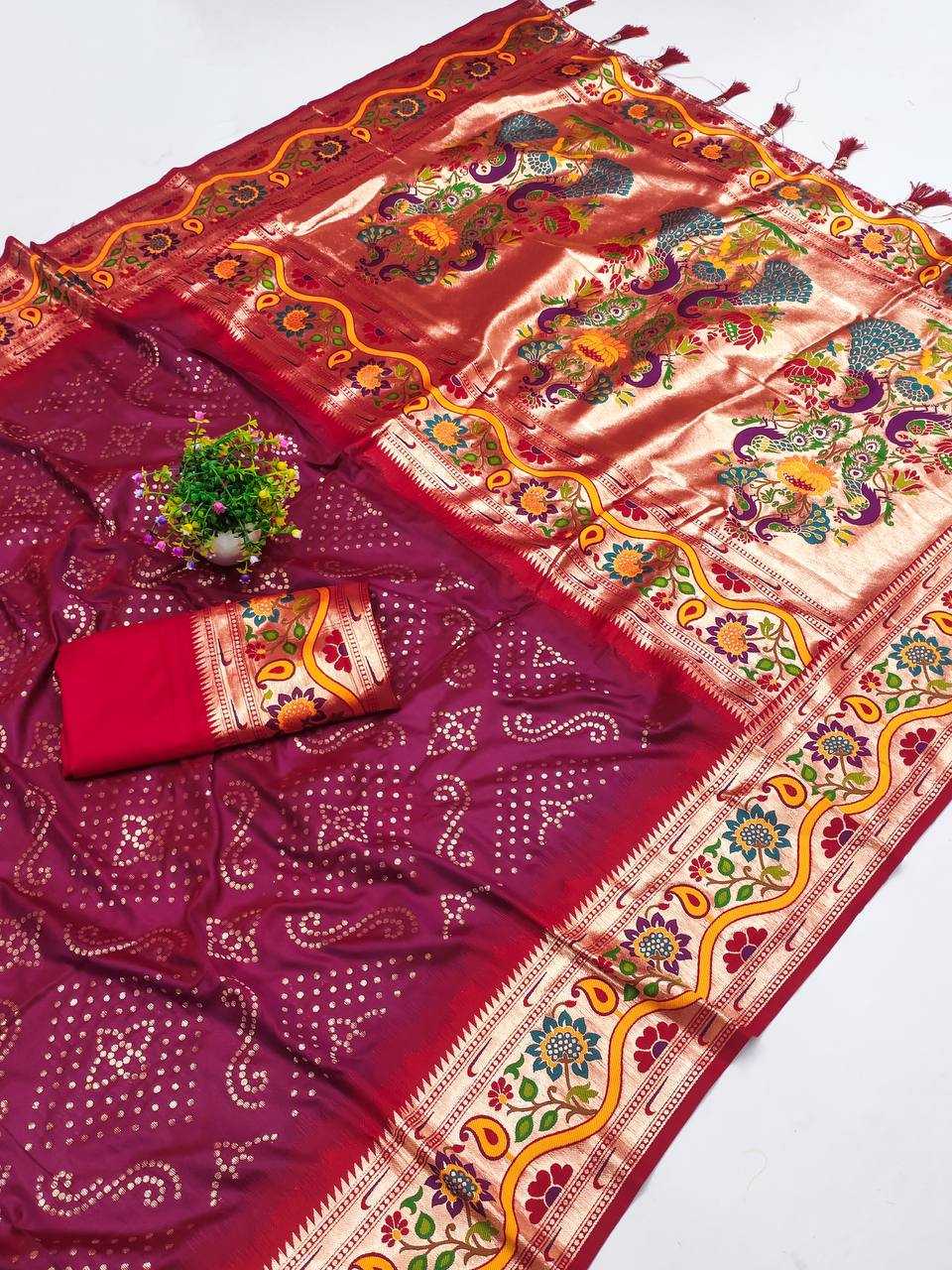 Ynf Paithani Silk RIN150 Bandhani Paithani Silk Sarees Wedding Collections Wholesale Designer Silk Sarees Wedding Outfits Manufacturer