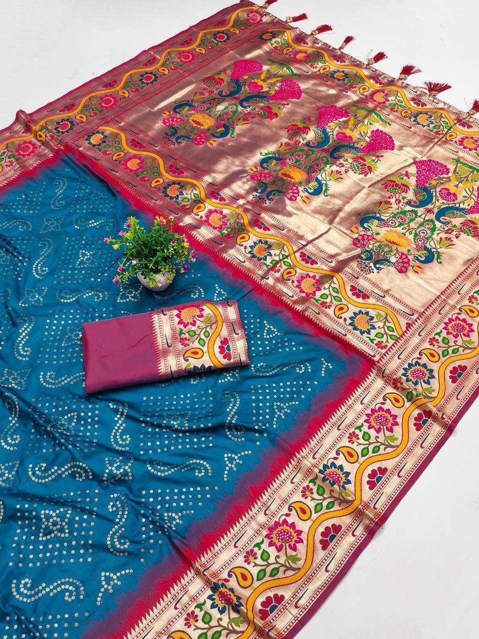 Ynf Paithani Silk RIN150 Bandhani Paithani Silk Sarees Wedding Collections Wholesale Designer Silk Sarees Wedding Outfits Manufacturer