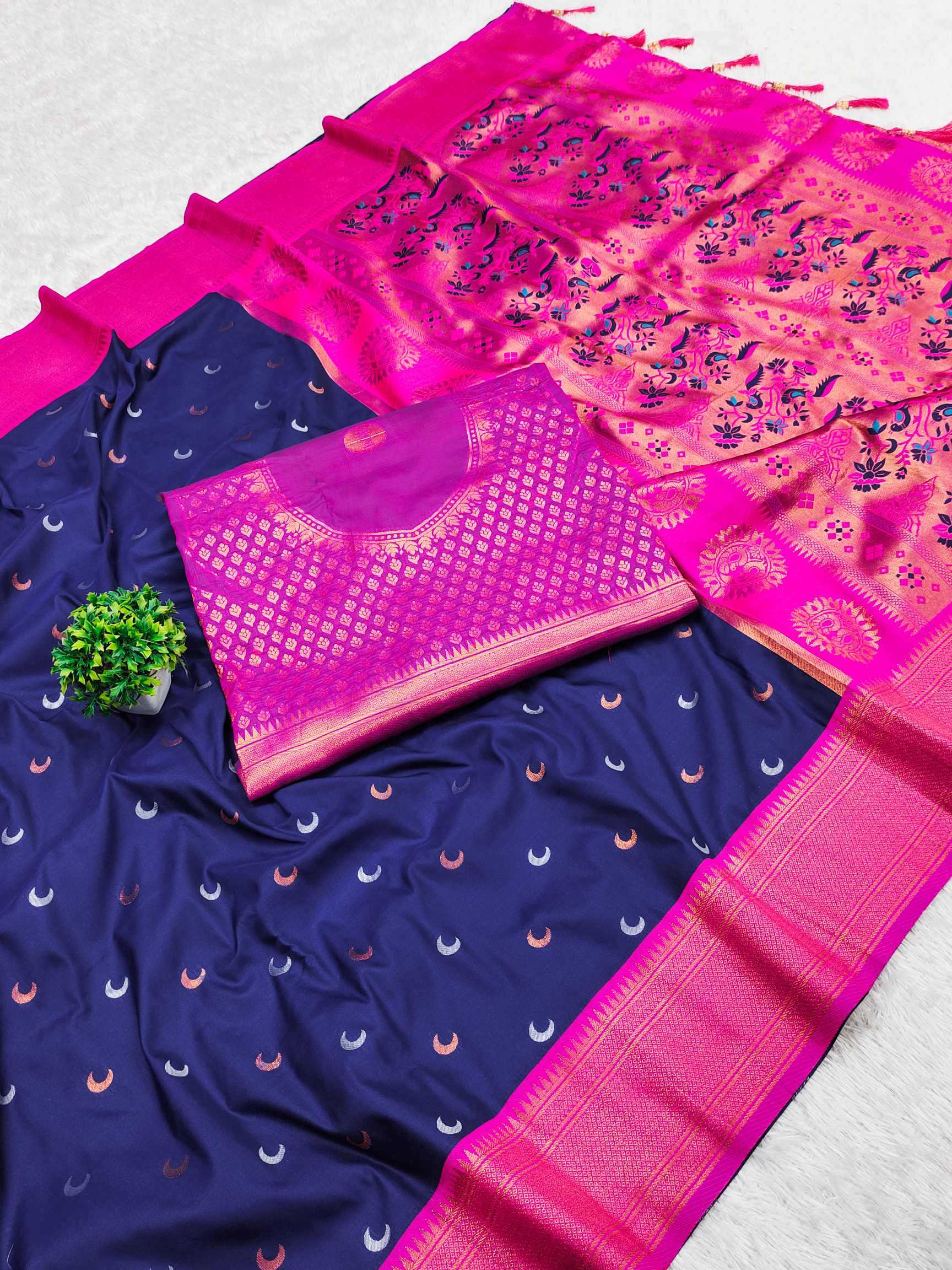 Ynf Paithani Silk RIN150 Chandrakore Paithani-2 Silk Sarees Wholesale Designer Silk Sarees Zari Border Silk Sarees Manufacturer