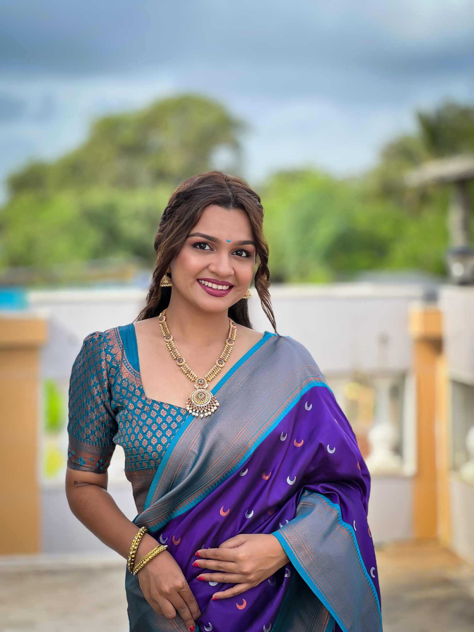 Ynf Paithani Silk RIN150 Chandrakore Paithani-2 Silk Sarees Wholesale Designer Silk Sarees Zari Border Silk Sarees Manufacturer
