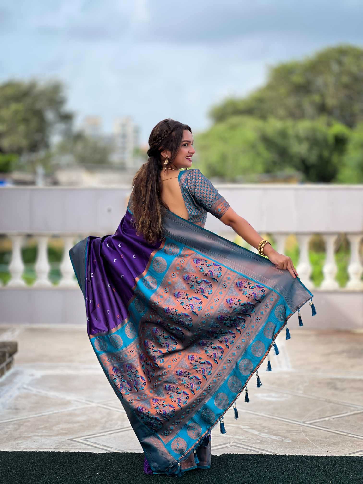 Ynf Paithani Silk RIN150 Chandrakore Paithani-2 Silk Sarees Wholesale Designer Silk Sarees Zari Border Silk Sarees Manufacturer