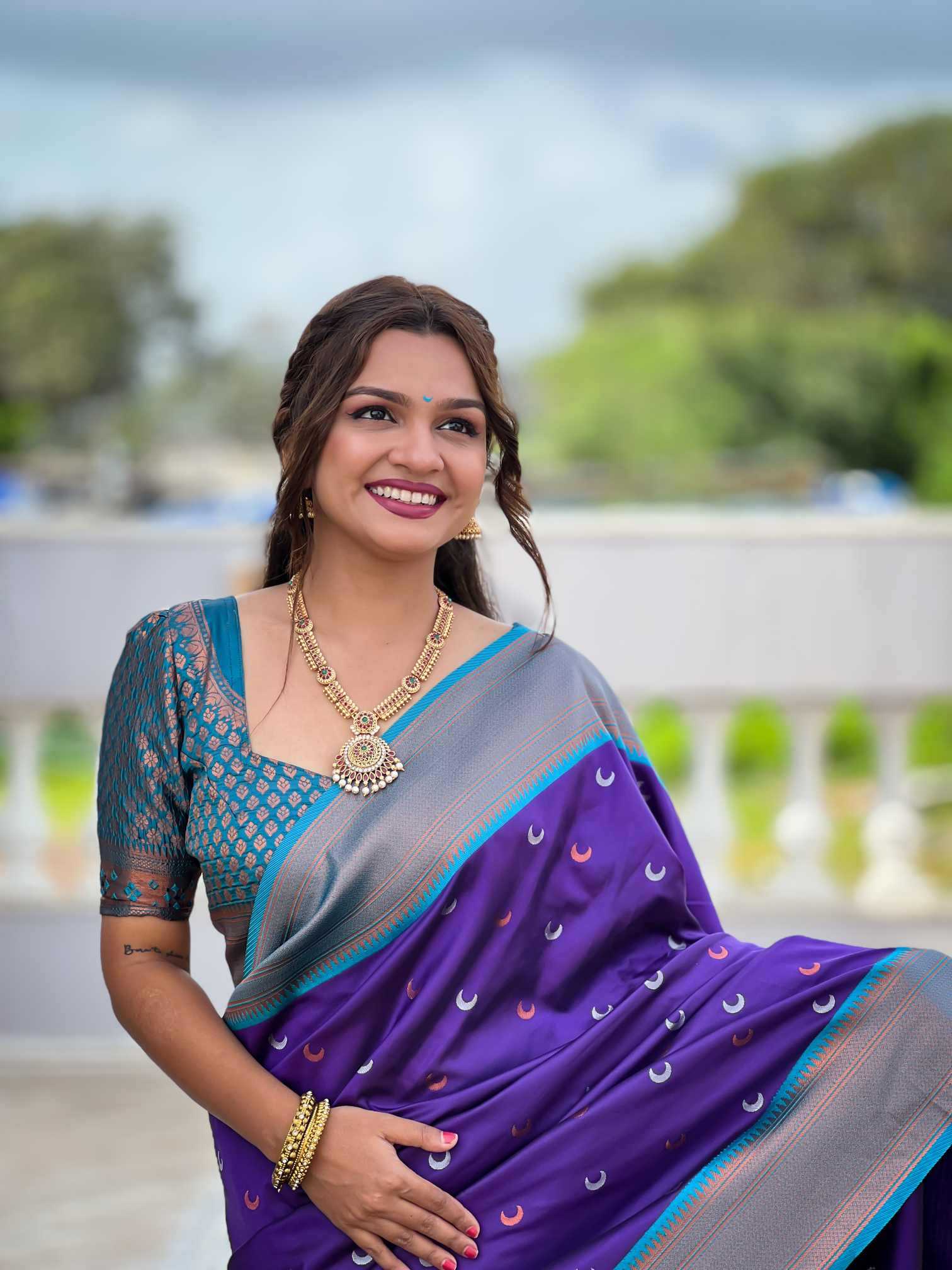 Ynf Paithani Silk RIN150 Chandrakore Paithani-2 Silk Sarees Wholesale Designer Silk Sarees Zari Border Silk Sarees Manufacturer