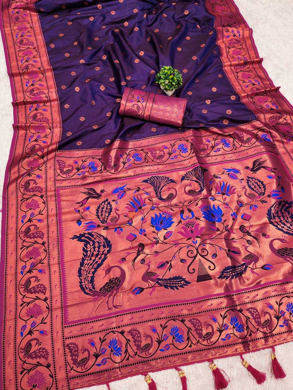 Ynf Paithani Silk RIN150 Coin Paithani Silk Sarees Wholesale Designer Silk Sarees Zari Border Silk Sarees Manufacturer