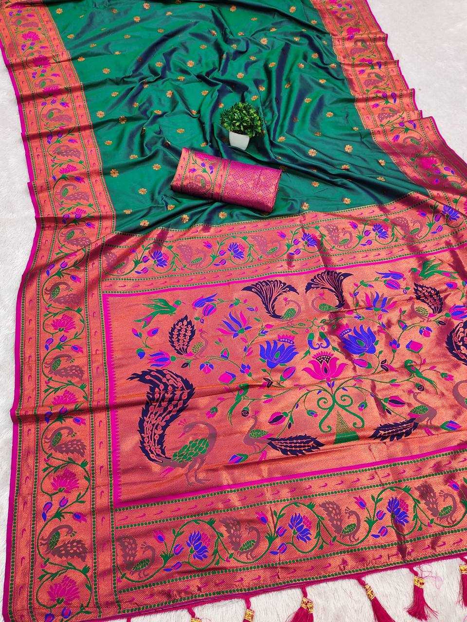 Ynf Paithani Silk RIN150 Coin Paithani Silk Sarees Wholesale Designer Silk Sarees Zari Border Silk Sarees Manufacturer