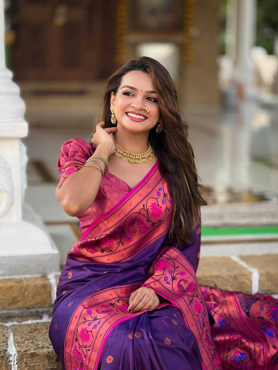 Ynf Paithani Silk RIN150 Coin Paithani Silk Sarees Wholesale Designer Silk Sarees Zari Border Silk Sarees Manufacturer